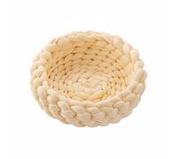 FytStycale Chunky Knit Cat Bed Machine Washable Crochet Pet Resting Place Soft and Cozy Woven Cat Nest for Small Dogs, Milk White, 55cm 1.5kg