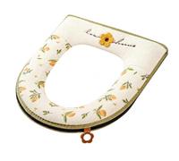 FytStycale Cleanable Padded Toilet Seat Covers, Thickened Polyester Toilet Seat Cover with Handle, Universal Zipper Design for Winter, Almond Yellow