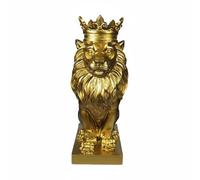 FytStycale Crown Lion Statue Nordic Design Lion with Crown Ornament Creative Gift House Decoration for Office, Gold, 8-5-12-23cm
