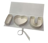 FytStycale Decorative Flower Shaped Empty Gift Box, Practical Cardboard Letter Shaped Fillable Gift Box, Ideal for Weddings, White