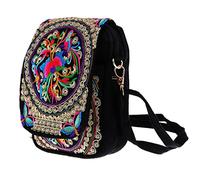 FytStycale Embroidered Women's Backpack, Embroidered Bag, Women's Handbag, Shoulder Bag with Floral Pattern, Made of Canvas for Everyday Use, Office, Par, Multicolor 2