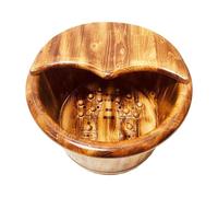 FytStycale Foot Bath Bucket Wooden Spa Tub Foot Soak Barrel Pedicure Basin with Massage Dots and Lid for Soothing Experience Suitable for Women Men Adults, 26cmx40cm
