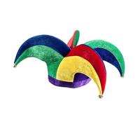 FytStycale Four-Tipped Fool Hat Multicolor Patchwork Fool Hat Gold-Tone Tips Headwear