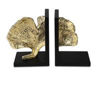 FytStycale Ginkgo Leaf Bookends Gold-Toned Resin Bookends Textured Book Holders for Study