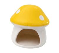 FytStycale Hamster House Ceramic Mushroom Cartoon Habitat Pet Bed Shelter Food Bowl Hideout Decorative Structure Suitable for Mice Gerbils Guinea Pigs Cage Home, Yellow