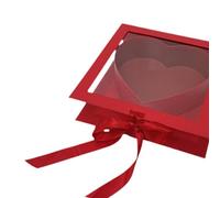 FytStycale Heart-shaped Boutique Valentine's Day Gift Box Made of Paper with A Window for Displaying Flowers, Treats, Chocolates, And Decorations, Red