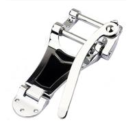 FytStycale Industrial Bridge Electric Guitar Bridge And Tremolo Tailpiece With Arm Chrome Finish And Black Inset Panel For Smooth Modulation Suitable for band gigs home studios songwriting, Silver
