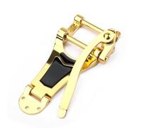FytStycale Industrial Bridge Electric Guitar Bridge And Tremolo Tailpiece With Arm Chrome Finish And Black Inset Panel For Smooth Modulation Suitable for band gigs home studios songwriting, Gold