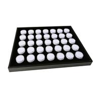 FytStycale Jewelry Organizer Tray | Flat Countertop Design, Tray with 35 Round Containers, Velvet-Like, for Showcase, Collectors, Black White, Rotate Box