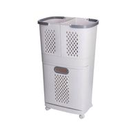 FytStycale Laundry Basket Multi Compartment Laundry Hamper Rolling Laundry Cart Sorting Bin With Wheels PP Perforated Shelf suitable for bedroom dorm apartment laundry room