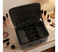FytStycale Makeup Case with Shoulder Strap Professional Travel Makeup Case Hard-Sided Cosmetic Organizer with Dividers for Journeyers, Salon, Behind-the-Scenes