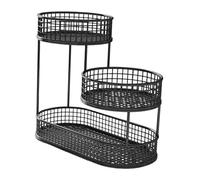 FytStycale Metallic Fruit Basket 3 Tier Fruit Basket Holder Stand Fruit Storage Stand Rack for Fruits Veg Bread Snacks The Kitchen Counter, Elegant Table Decoration, Black