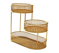 FytStycale Metallic Fruit Basket 3 Tier Fruit Basket Holder Stand Fruit Storage Stand Rack for Fruits Veg Bread Snacks The Kitchen Counter, Elegant Table Decoration, Gold