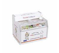 FytStycale Miniature Display Cabinet Toy Freezer Cabinet Ice Cream Holder Dollhouse Furniture Shell With Clear Lid Display Suitable for pretend play classroom, style to 1