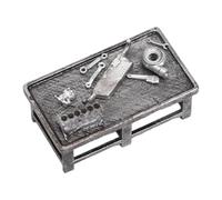 FytStycale Miniature Workbench Model Small Workshop Table Pretend Play Accessory Micro Landscape Prop Simulation Scene Suitable for Car Collecting Desktop Decor, with Random Tools