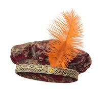 FytStycale Muffin Top Hat Medieval King Flat Cap with Feather Costume Hat Made of Polyester for Adults Theatre Festival Roles, Red