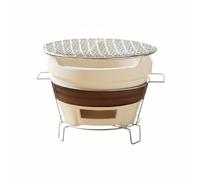 FytStycale Outdoor Bbq Ceramic Warmer Grill Set Tea Heater Portable Briquettes Wood Solid Stainless Steel Net Suitable for outdoor cooking camping patio parties, Mini
