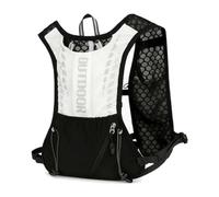 FytStycale Outdoor Running Vest Backpack Jogging Vest Pack With Bladder Opening Reflective Strips For Visibility Lightweight Build suitable for trail runs city , Black-white