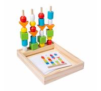 FytStycale Pattern Matching Bead Set Thinking Skills Training Wooden Bead Stacking Game Hand-Eye Coordination Geometric Block Stacker for Preschoolers