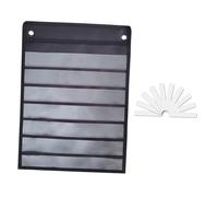 FytStycale Pocket Chart Planning Board Learning Material Hanging Organizer with 10 Reusable Cards and Transparent Compartments Made of Oxford for, Black