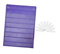 FytStycale Pocket Chart Planning Board Learning Material Hanging Organizer with 10 Reusable Cards and Transparent Compartments Made of Oxford for, Purple