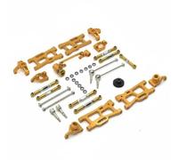 FytStycale RC Car Metal Upgrade Kit Improved Handling Stability Metal Shock Absorber and Steering Kit Easy Installation RC Car Aluminum Parts Set, Gold