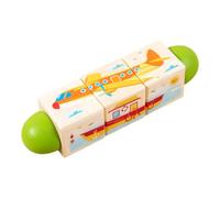 FytStycale Rotating Block Puzzle Educational Wooden Turning Non-Digital Toy for Preschoolers, Classroom, Transportation