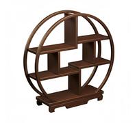 FytStycale Small Desktop Tea Ware Rack Solid Wood Chinese Style Curio Shelf Easy Assembly Antique Display Rack for Collectors, Living Room, Office, Large, Circular Shelf