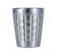 FytStycale Stainless Steel Cup Keeps Drinks Hot or Cold Korean Style Beverage Cup Rust Resistant Hammered Metal Tumbler for Restaurant, Outdoor, 260ML, Silver Sanded