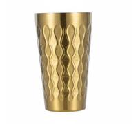 FytStycale Stainless Steel Cup Keeps Drinks Hot or Cold Korean Style Beverage Cup Rust Resistant Hammered Metal Tumbler for Restaurant, Outdoor, 450ML, Gold Sanded