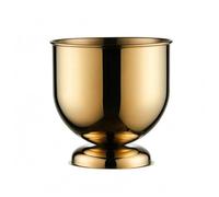 FytStycale Stainless Steel Ice Bucket Mirror Polished Pedestal Ice Bucket Smooth Tableware, Large, Flat Mouth With Base, Gold