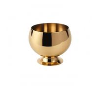 FytStycale Stainless Steel Ice Bucket Mirror Polished Pedestal Ice Bucket Smooth Tableware, Medium, Spherical Flat Mouth With Base, Gold