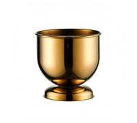 FytStycale Stainless Steel Ice Bucket Mirror Polished Pedestal Ice Bucket Smooth Tableware, Small, Flat Mouth With Base, Gold