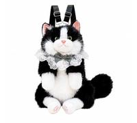 FytStycale Stuffed Cat Backpack with Gentle Chime Cat Soft Bag with Sound Feature Child-Friendly Handmade Soft Stuffed Animal Backpack for Bedroom Decor, Black