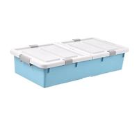 FytStycale Underbed Storage Box Drawer Rolling Container with Lid and Quiet Wheels Made of PP for Easy Organization for Bedrooms, Blue