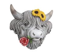 FytStycale Wall Sculpture Cow Head As Wall Decoration And Art Object for The Fence Gives Every Room An Artistic Touch for Balcony And Living Room, Grey