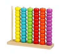 FytStycale Wooden Bead Stacking Toy Fine Motor Skills Training Rainbow Bead Sorter Early Math Learning Color Sorting Stacking Rings for Preschoolers, Medium 0.72