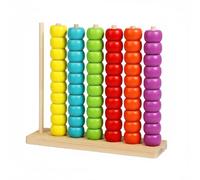 FytStycale Wooden Bead Stacking Toy Fine Motor Skills Training Rainbow Bead Sorter Early Math Learning Color Sorting Stacking Rings for Preschoolers, Large 1.1