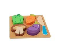 FytStycale Wooden Cutting Food Set with Knife Preschool Learning Shape Matching Board Puzzle for Daycare, 17 17 2 Cm, style to 2