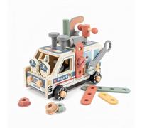 FytStycale Wooden Nut and Bolt Toy Problem-Solving Wooden Screw Toy Educational Play Pretend Service Truck for Preschoolers, Kids, Police Car Disassembly Tool Car