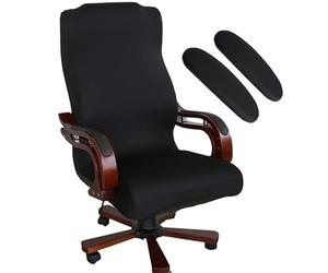 FYTXSZ Stretchable Office Chair Covers Set with Armrest Covers - Universal Fit for Gaming, Desk & Ergonomic Chairs | Durable, Machine Washable, Easy Install Chair Slipcovers (Black)