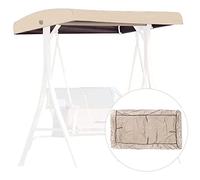 FYTY Replacement Canopy for Swing Seat 3 Seater Garden Hammock Cover, 210D Oxford Cloth Patio Swing Top Cover with 4 Reinforced Corner Pockets - UV Protection,Beige,191x120x18/23cm