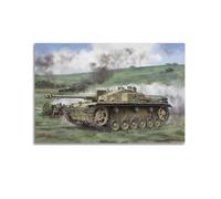 FYUER German WW2 Tank Poster StuG III Ausf.G Tank Destroyer Decorative Painting Canvas Wall Artworks Picture 12x18inch(30x45cm)