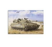 FYUER Israeli Tank Poster Merkava Mk.2D Main Battle Tank Decorative Painting Canvas Wall Artworks Picture 16x24inch(40x60cm)