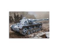 FYUER WW2 Vintage Tank Poster Pz.Kpfw.III Ausf.K German Medium Tanks Decorative Painting Canvas Wall Artworks Picture 12x18inch(30x45cm)