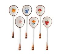 FYUEROPA Ceramic Soup Spoons Set Asian Chinese Japanese Tablespoon for Ramen Pho Wonton Miso - Set of 6