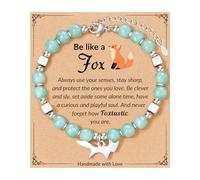FYUKISS Fox Gifts, Natural Stone Fox Bracelet Jewelry with Quote Card, 6.5+2 inches, Stone, no gemstone