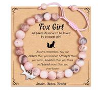 FYUKISS Natural Stone Fox Charm Bracelet for Girls Granddaughter Daughter Niece Birthday Christmas Gifts, 6.5", Stone, no gemstone