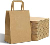 Fyve Soul Large Paper Bags with Flat Handles (Pack of 50)(H30 x W25 x D14cm) Brown Paper Bags Perfect For Food, Gifts, Takeaways Strong & Eco-Friendly