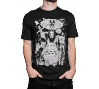 FYVOKTP Studio Ghibli Movies Vintage T-Shirt Mononoke Miyazaki Tee Men T Shirt Black